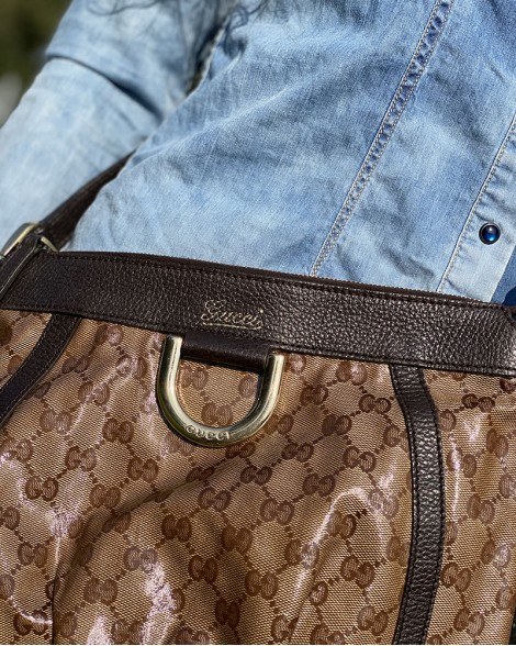 Kabelka dámská Gucci EBONY GG CRYSTAL CANVAS crossbody